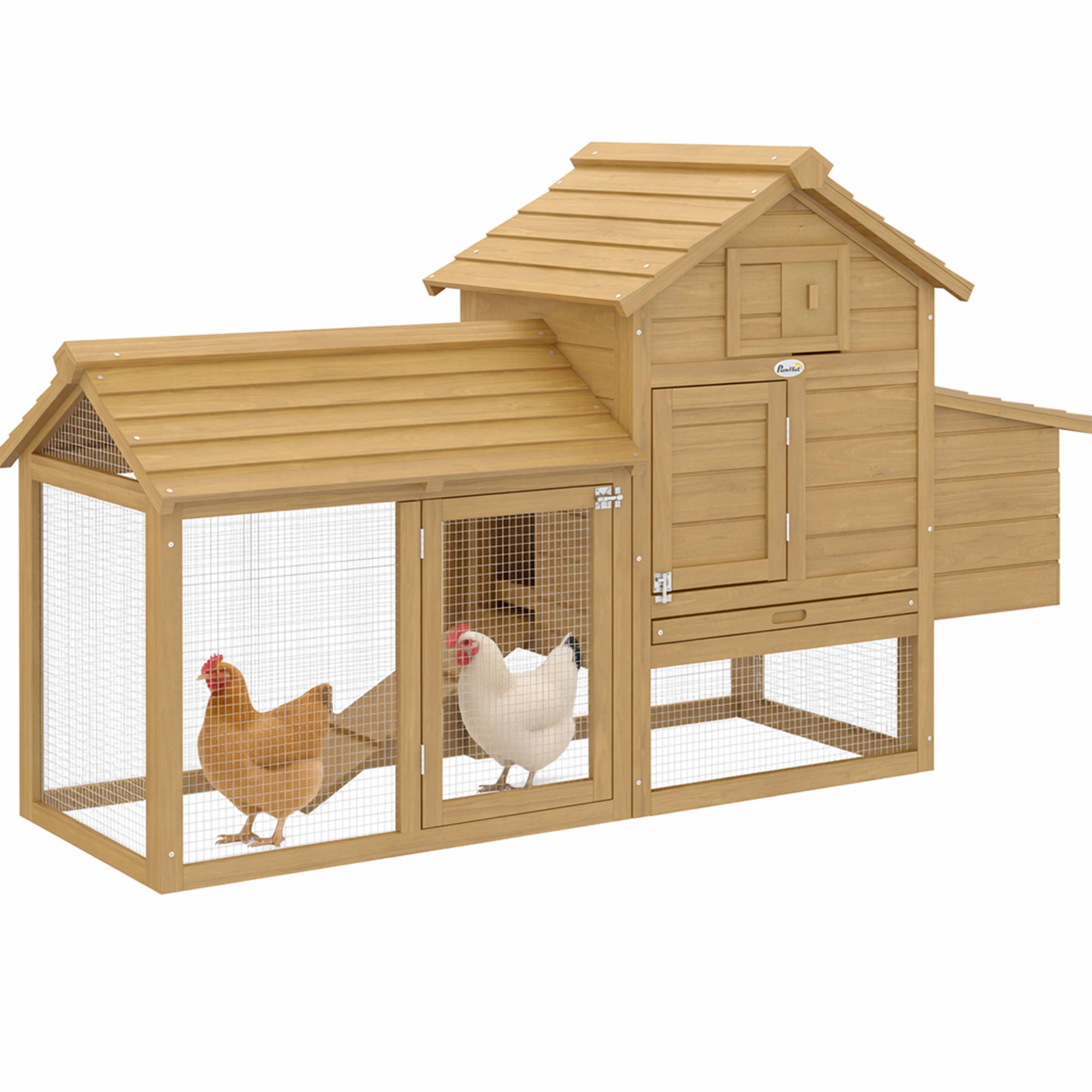 Poulailler préfabriqué en bois pour 2 poules, enclos et nichoir de couvée, 151,5x54x87 cm - Image 1