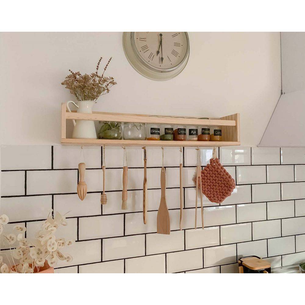 Étagère avec barre centrale en pin Kit Line 60 cm - Image 2