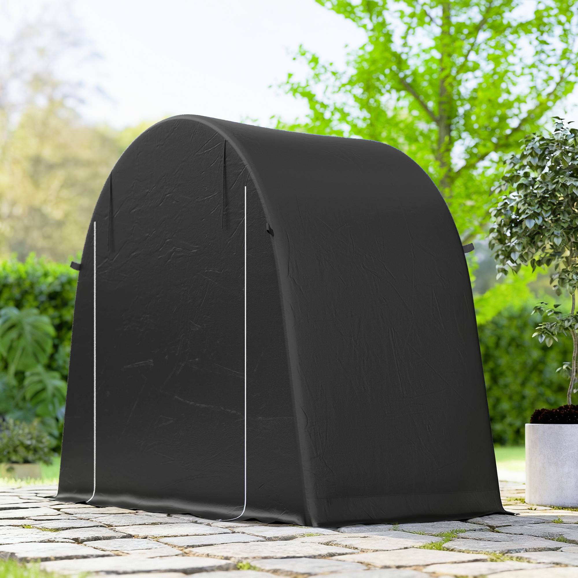 Outsunny - Abri de jardin étanche - porte enroulable fermeture éclair - pour vélo moto bois outils - 245x120x200cm - gris foncé - Outsunny - Image 8