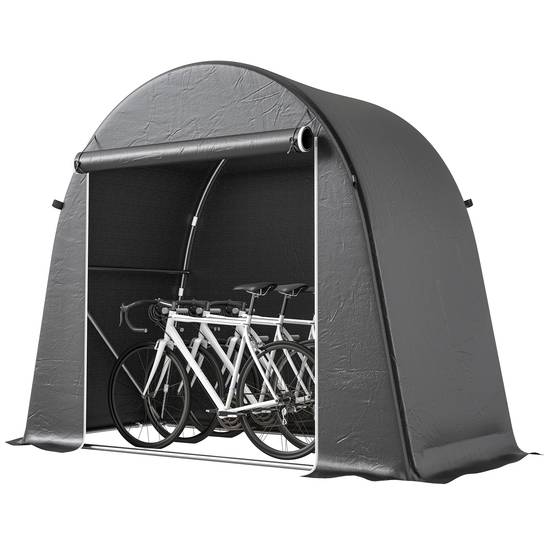 Outsunny - Abri de jardin étanche - porte enroulable fermeture éclair - pour vélo moto bois outils - 245x120x200cm - gris foncé - Outsunny - Image 1