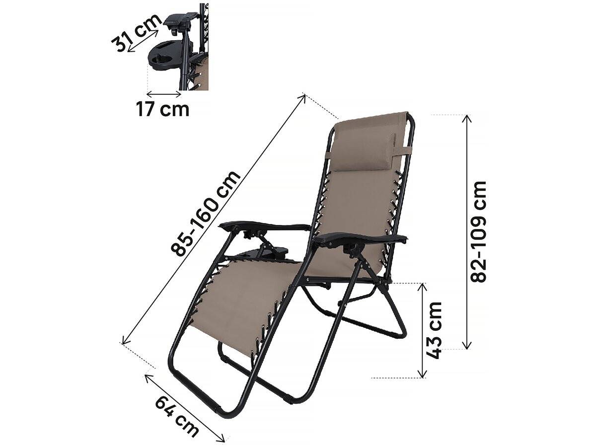 Habitat Et Jardin - Fauteuil De Jardin Relax Zéro Gravité "sintra" - Taupe -habitat Et Jardin - Image 3