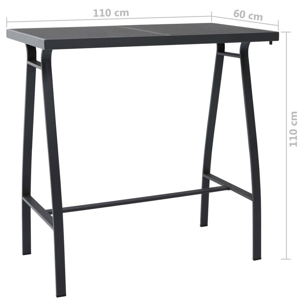 Maison Chic - Table d'extérieur - Table de bar de jardin - Table de jardin Noir 110x60x110 cm Verre trempé - Image 5