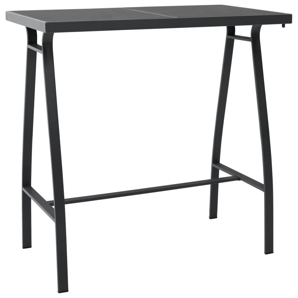 Maison Chic - Table d'extérieur - Table de bar de jardin - Table de jardin Noir 110x60x110 cm Verre trempé - Image 2