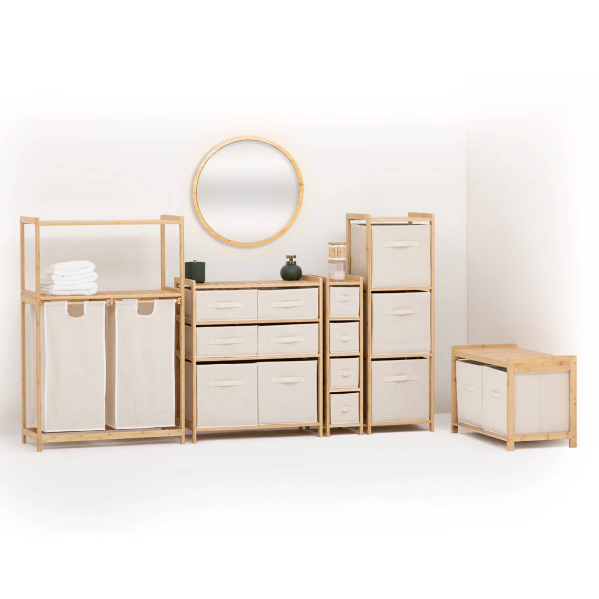 Banc 2 Paniers de Rangements en Bambou "Tidy" 66cm Naturel - Image 7