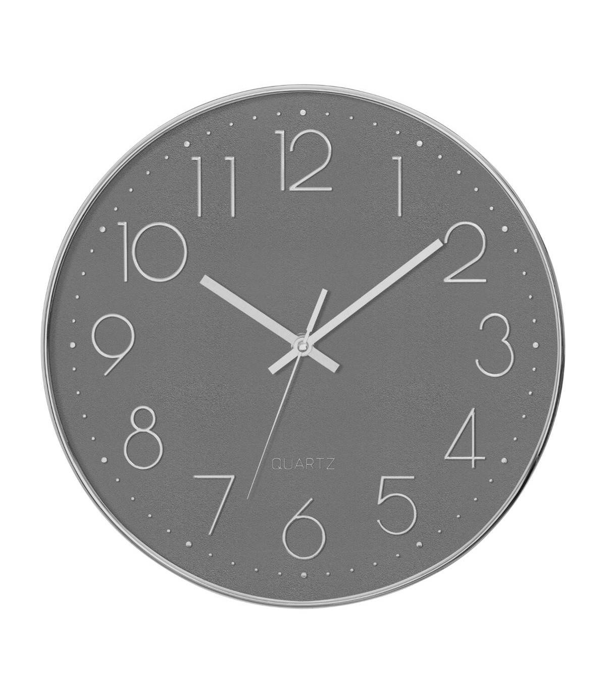 Pendule murale silencieuse contour Argent D 30 cm - Image 1