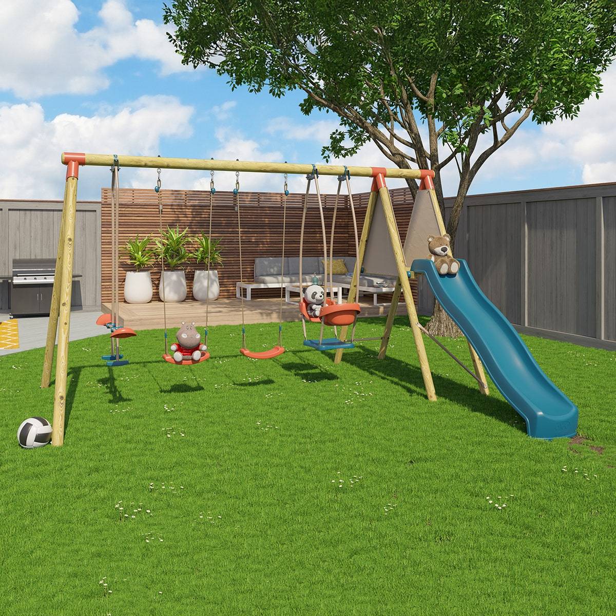 Station de jeux bois 2,30 m Topwood TALVI 2 - 8 enfants - Image 10