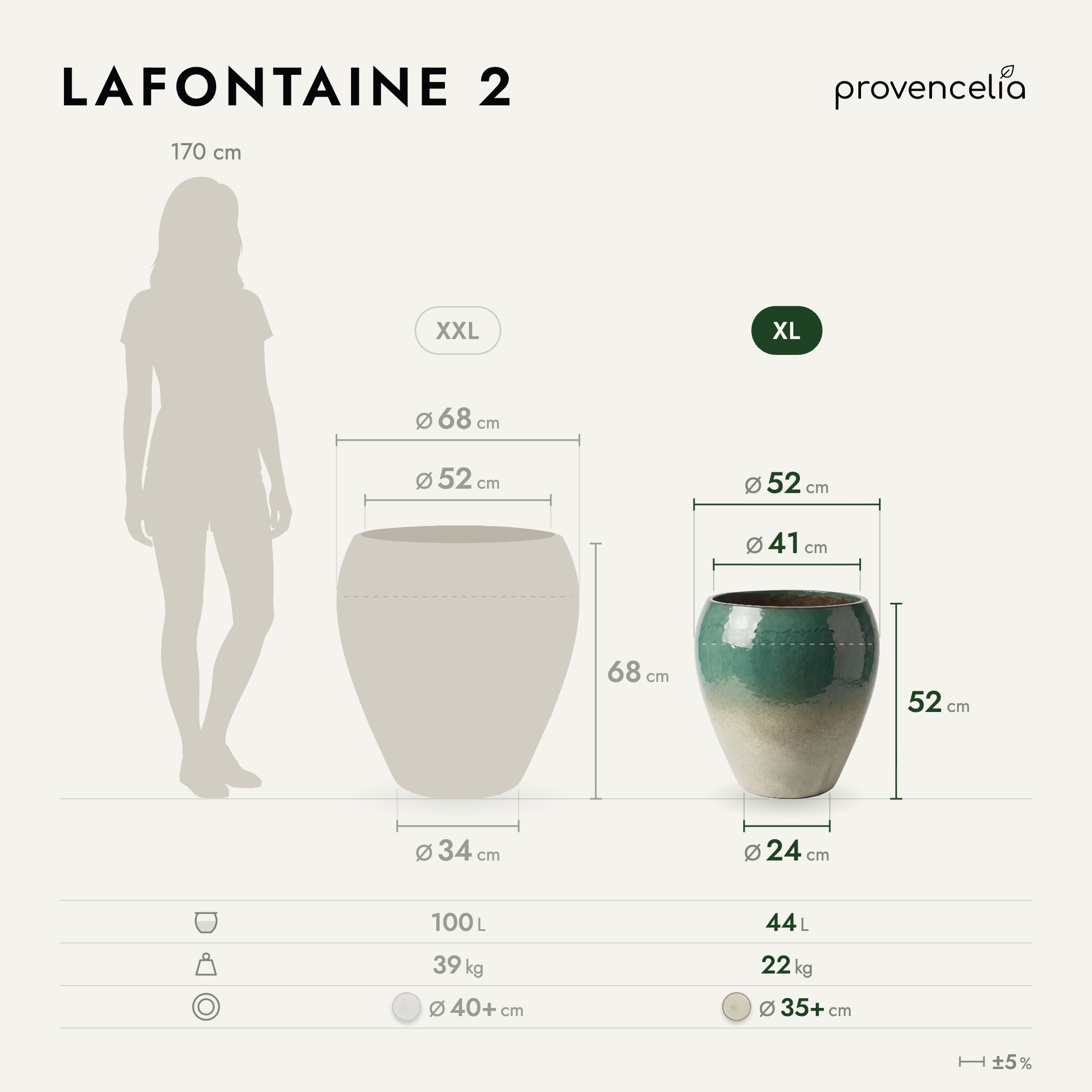 Provencelia - Pot LAFONTAINE2 50x52cm brume d'été - Image 5