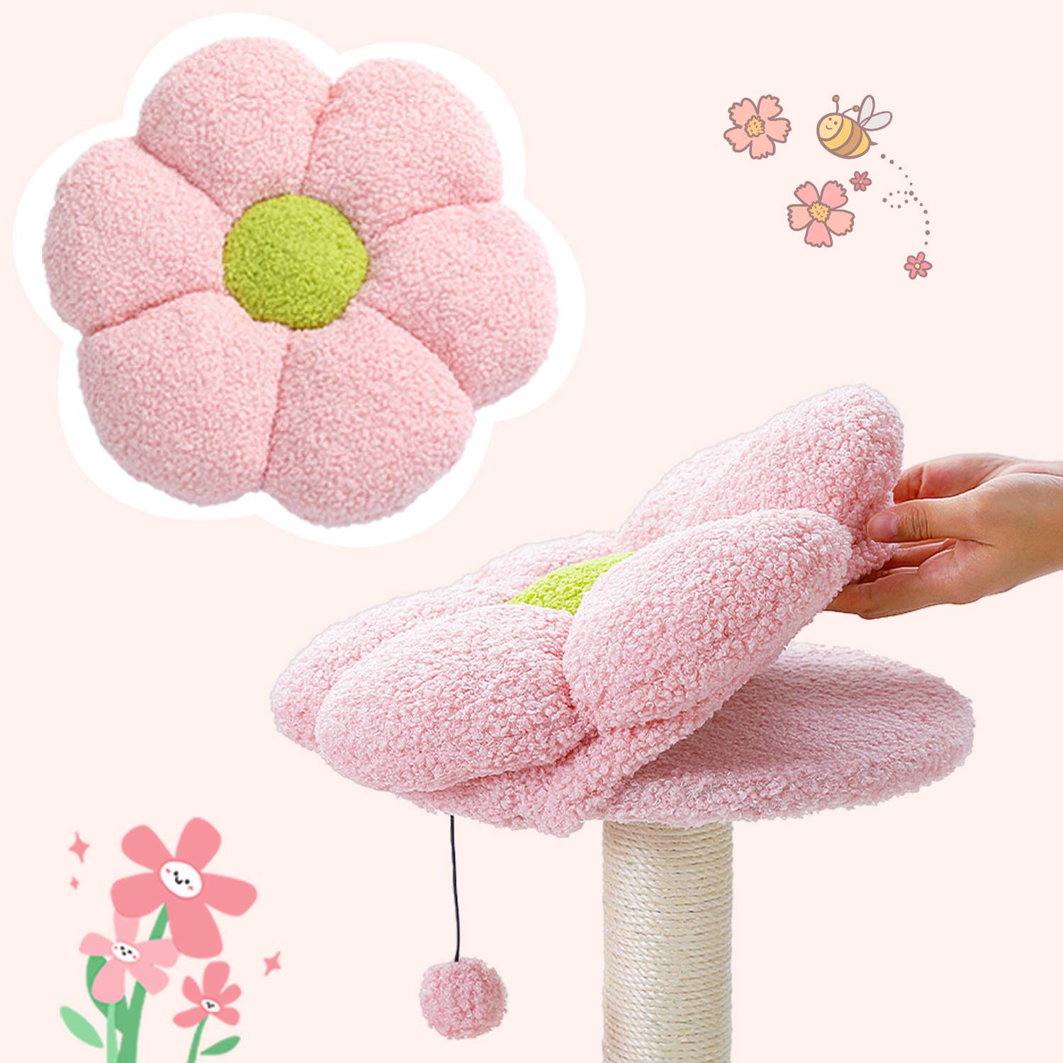 Arbre à Chat Fleur 93 cm Vert / Rose PAWZ Road - Image 5