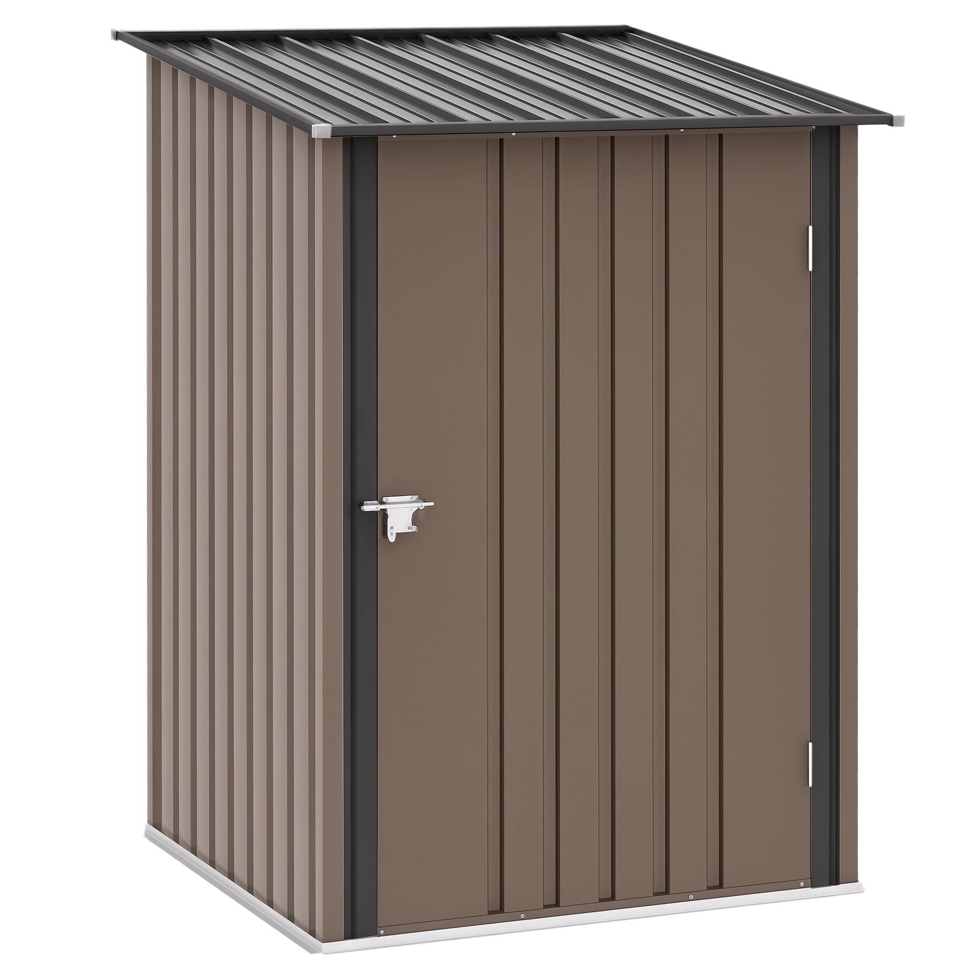 ComfortXL - Abri de jardin adossé acier galvanisé 100 x 103 cm brun gris rangement extérieur porte verrouillable - Image 2