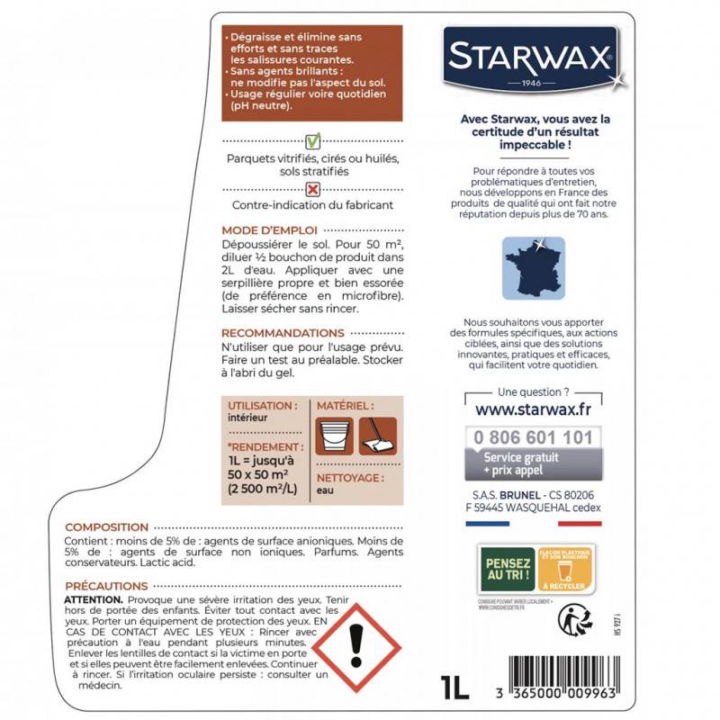 Starwax - Nettoyant Parquets Stratifiés Starwax Nettoyage Doux Et Protection Pour Stratifiés - Starwax - Image 2
