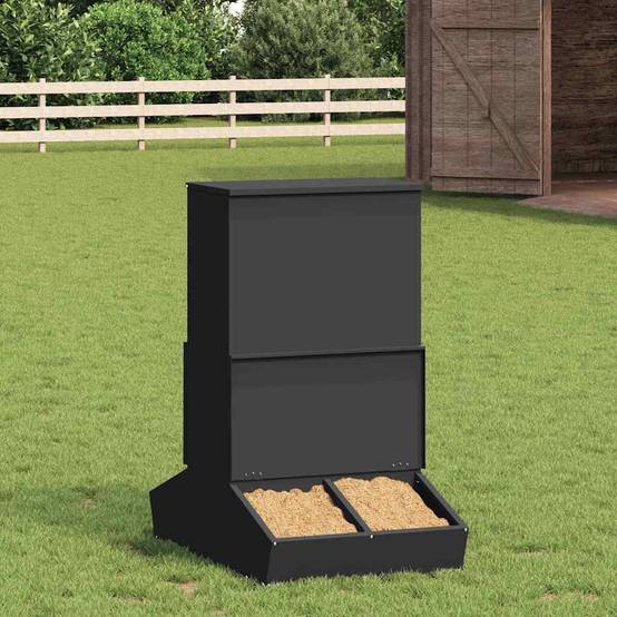 Grand Nourrisseur Porcs Acier 20kg Haute Résistance Noir - ComfortXL Outdoor Living - Image 1