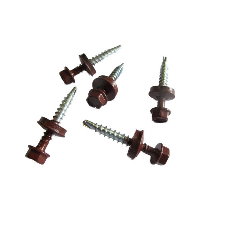 kit de 50 VIS AUTOPERCEUSES (4,9 x 35 mm) + 50 rondelles d'étanchéité pour panneaux tuiles facile - Coloris - Brun rouge mat, Longueur - 3.5 cm - Image 1