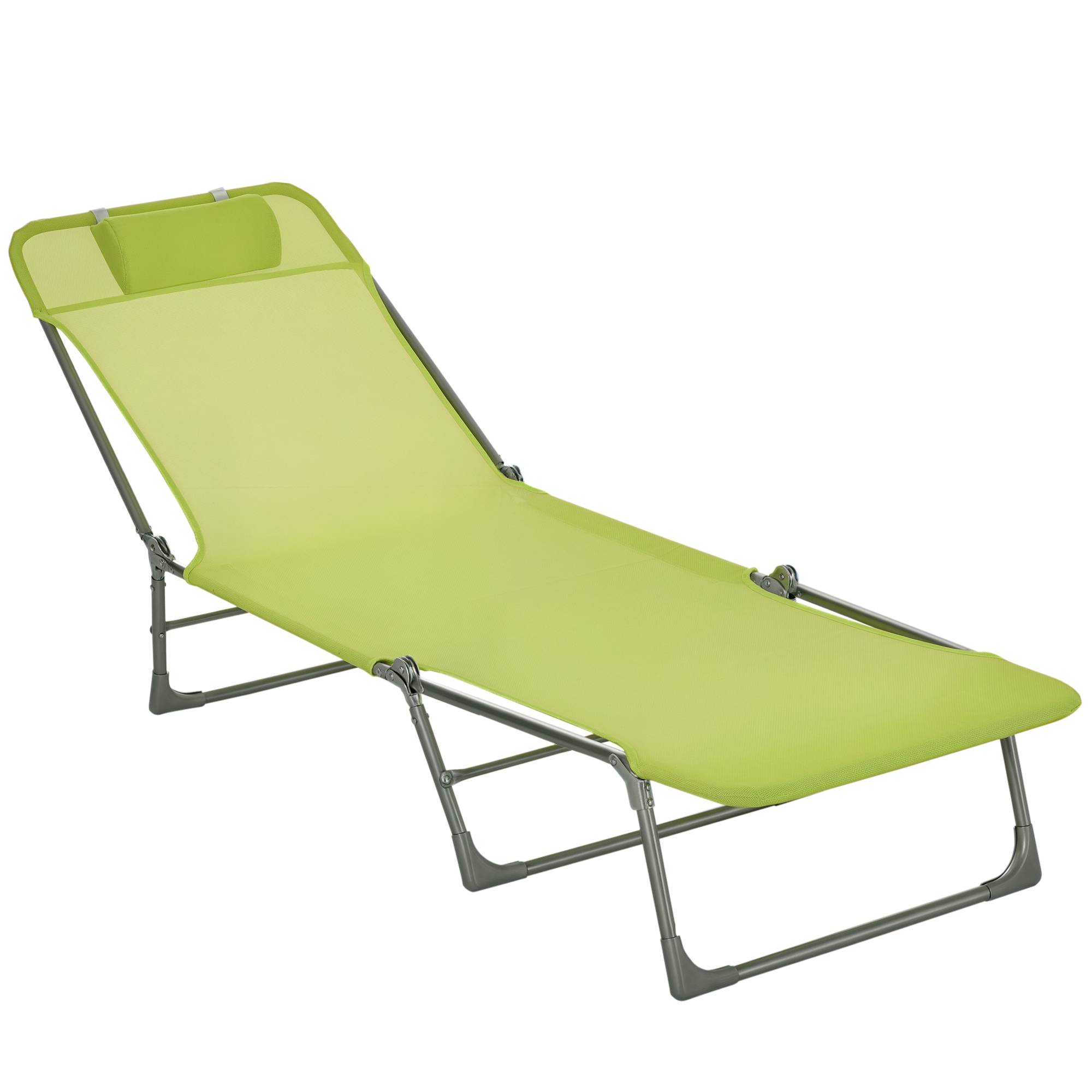 Transat de jardin pliable tissu camping piscine dossier réglable 5 positions vert - ComfortXL Outdoor Living - Image 1