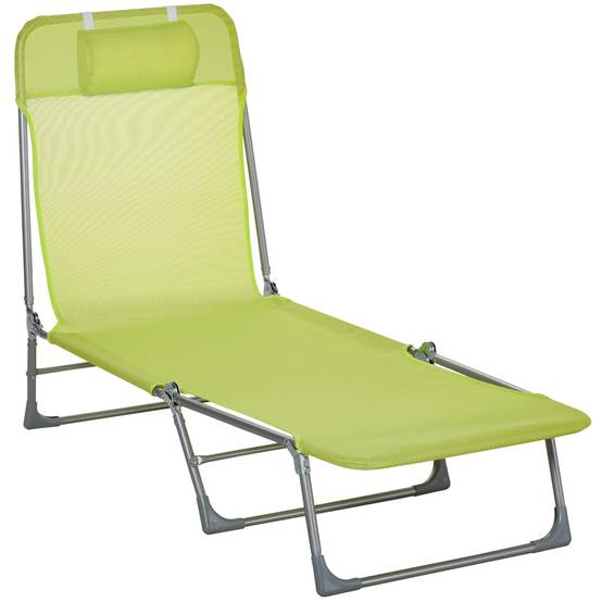 Transat de jardin pliable tissu camping piscine dossier réglable 5 positions vert - ComfortXL Outdoor Living - Image 2