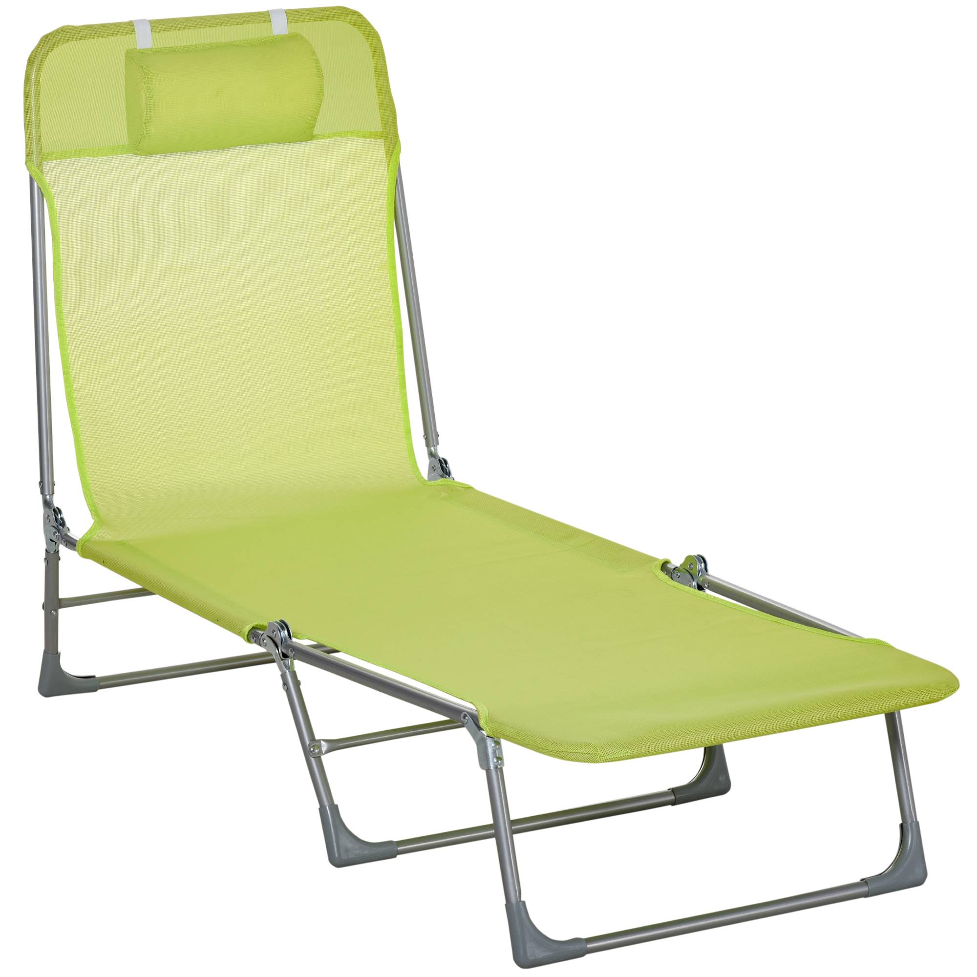 Transat de jardin pliable tissu camping piscine dossier réglable 5 positions vert - ComfortXL Outdoor Living - Image 2