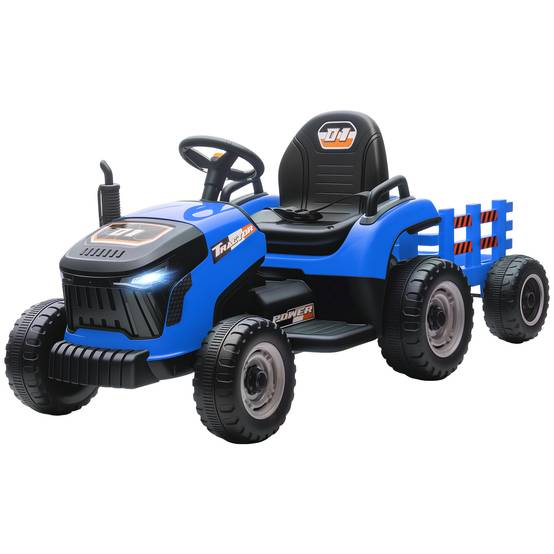 Tracteur électrique enfants avec remorque amovible, voiture électrique enfants, télécommande 2,4G, 139x58x55cm, bleu - Image 2