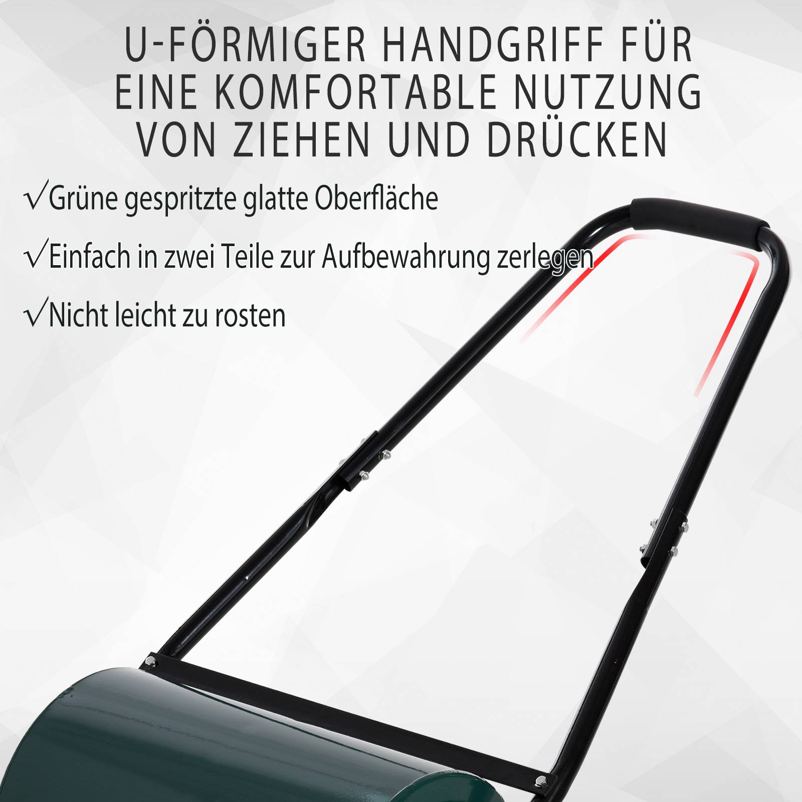 ComfortXL - Rouleau à gazon métal 30 cm vert foncé pour jardin remplissable eau ou sable avec poignée en U et racleur - Image 6