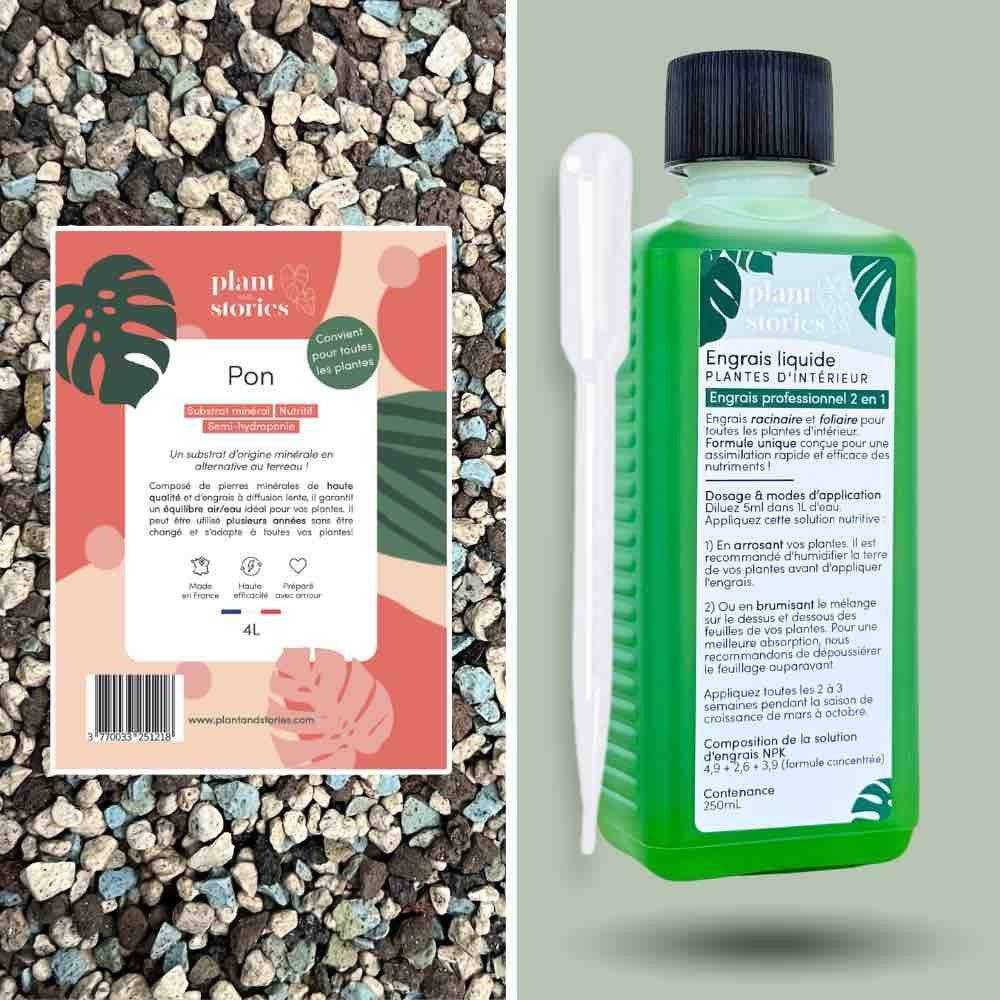 Duo- Pon substrat minéral hydroponique pour plantes + Engrais liquide - Culture plantes hydroponique - Image 1