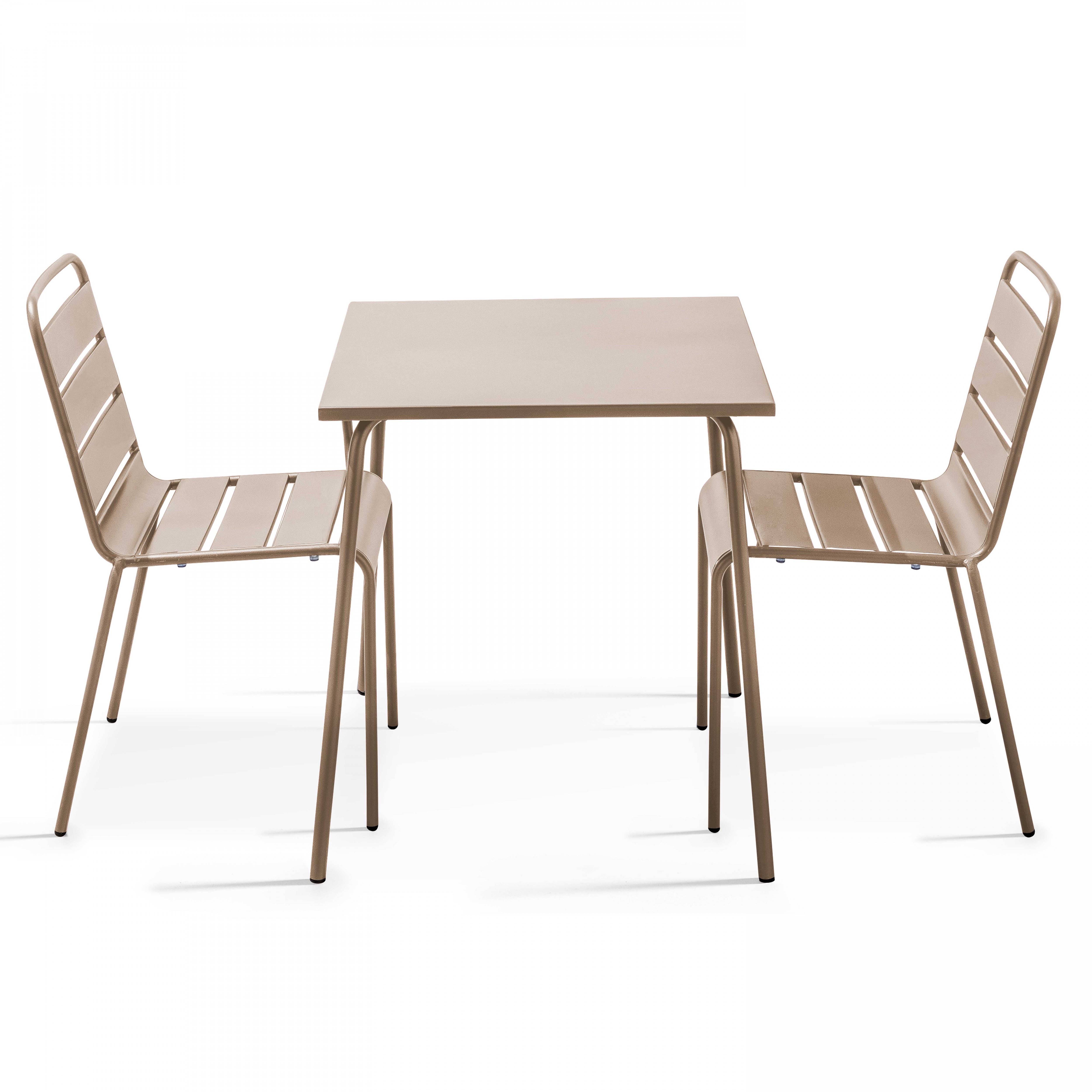 Oviala - Ensemble table de jardin carrée et 2 chaises acier taupe Palavas - Oviala - Image 1