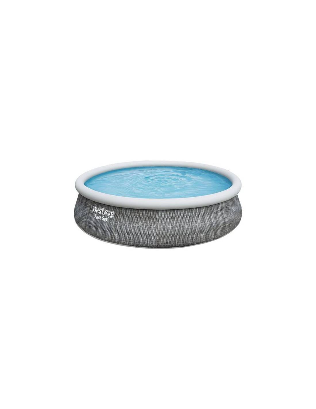 Bestway - Piscine Fast Set Rotin Gris Installation Rapide, Motif Rotin élégant - Bestway
