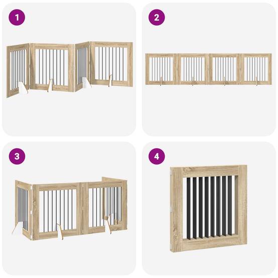ComfortXL - Barrière intérieure bois ingénierie pour chiens séparation modulable 321cm chêne - ComfortXL Outdoor Living - Image 7