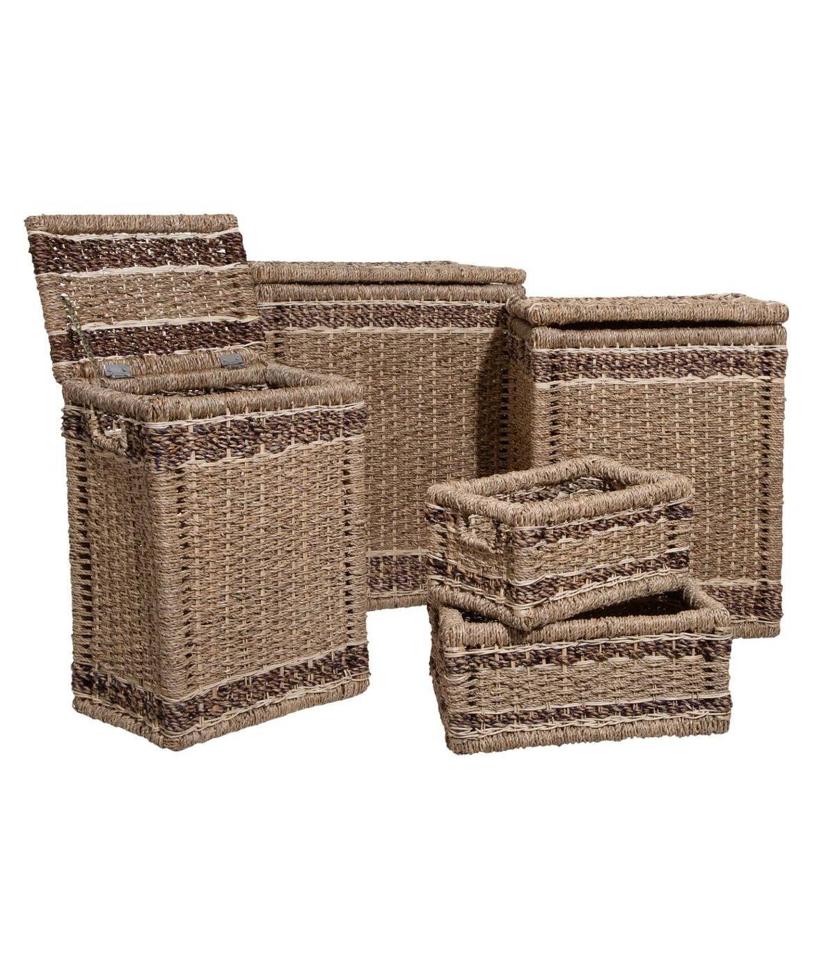Set de 5 Paniers de rangement en Seagrass Beige et Marron - Image 1