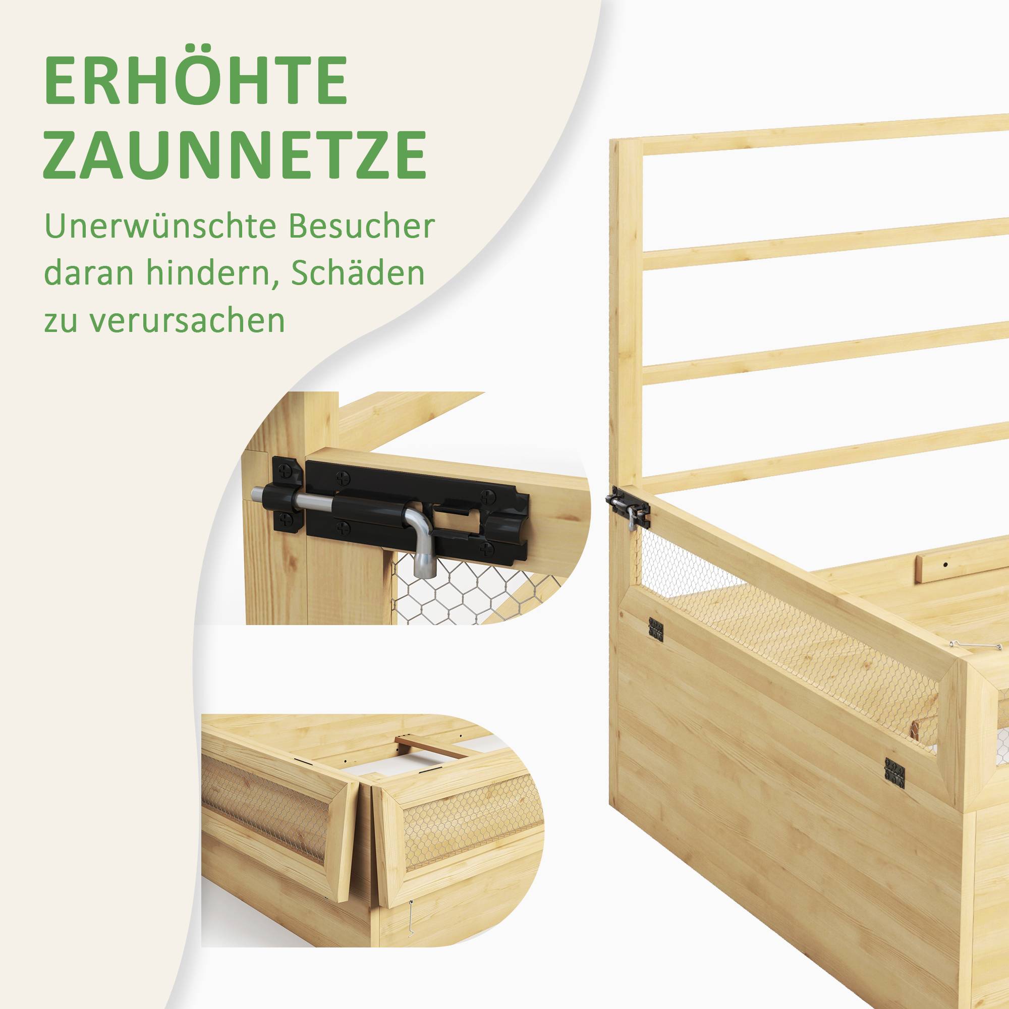 Carré potager avec treillis filet de protection bois massif 183x98x95cm naturel - ComfortXL Outdoor Living - Image 7