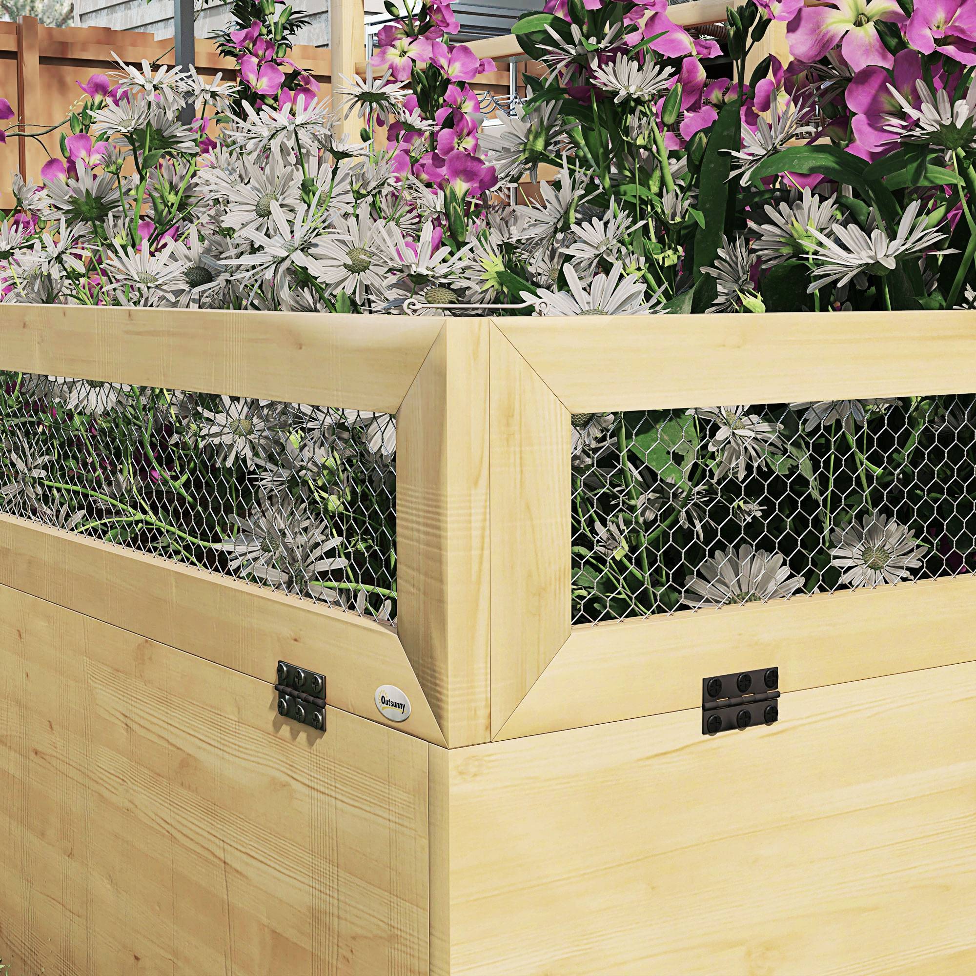 Carré potager avec treillis filet de protection bois massif 183x98x95cm naturel - ComfortXL Outdoor Living - Image 10