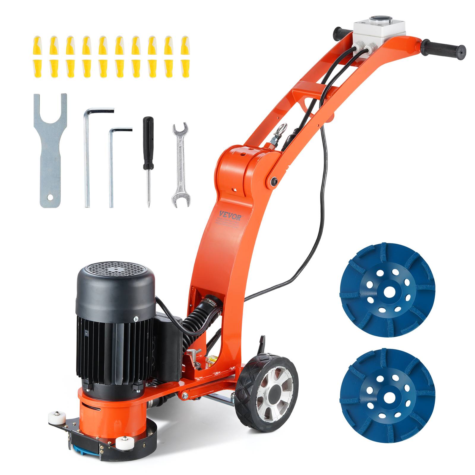 Vevor - VEVOR Ponceuse béton 1500W, disque 180mm, 1400tr/min, sans balais, pour granit, marbre, pierre. - Image 1