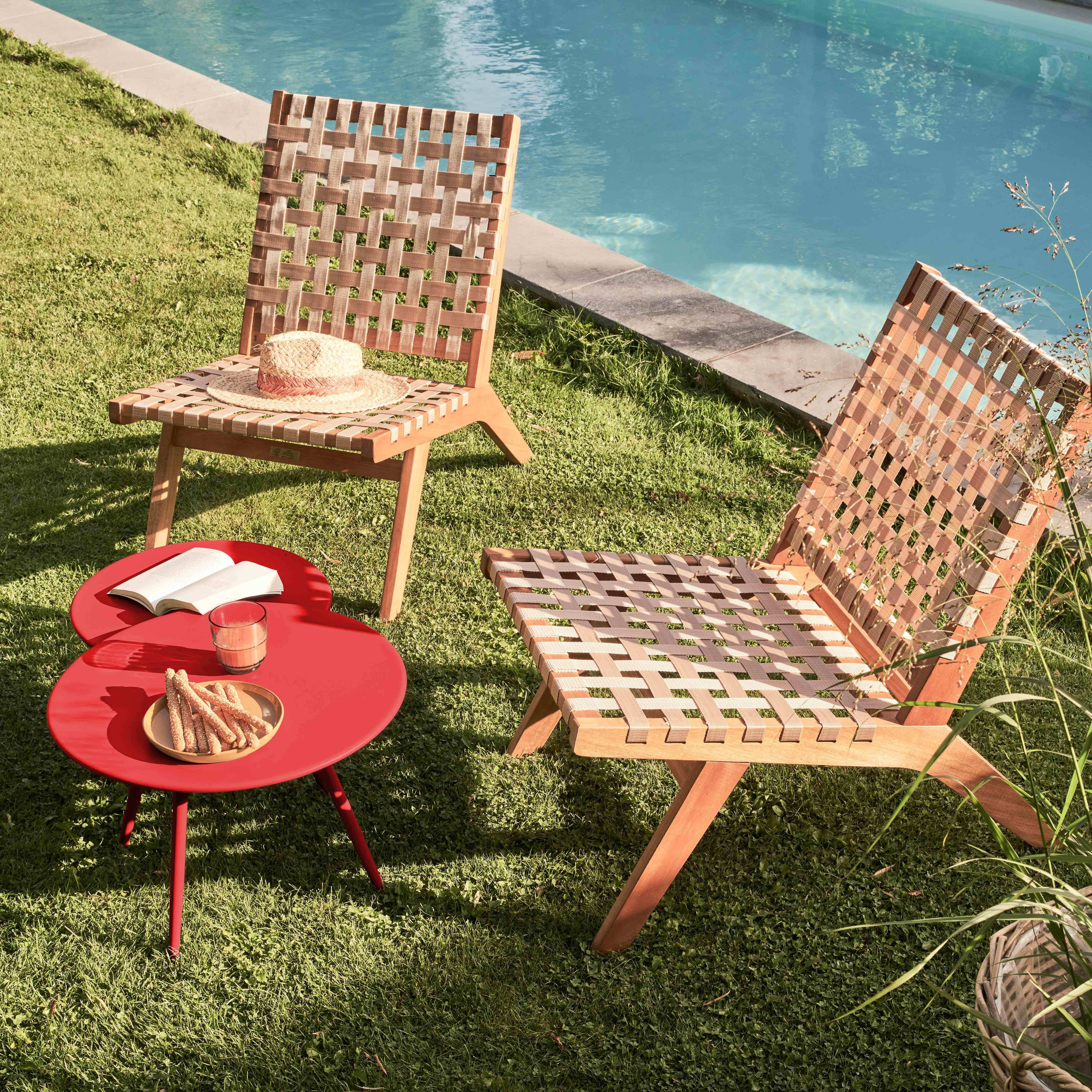 Oviala - Lot de 2 tables basses de jardin en acier rouge Palavas - Oviala - Image 3