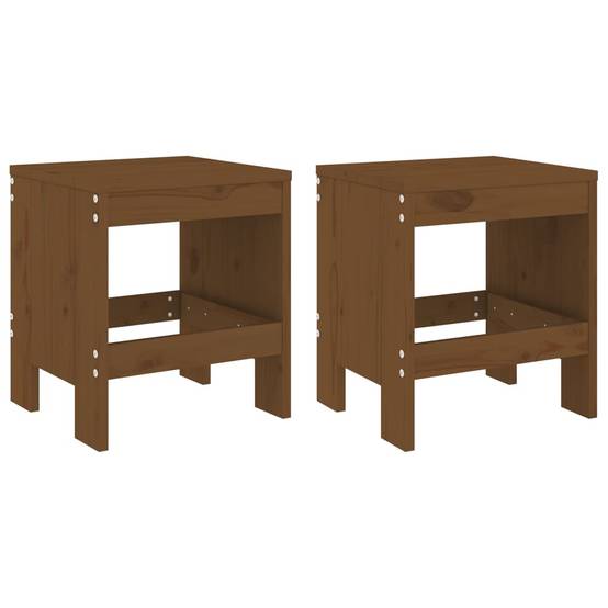 Repose-pieds de Jardin Lot de 2 en Bois de Pin Massif Style Rustique Marron Miel – ComfortXL Outdoor Living - Image 2