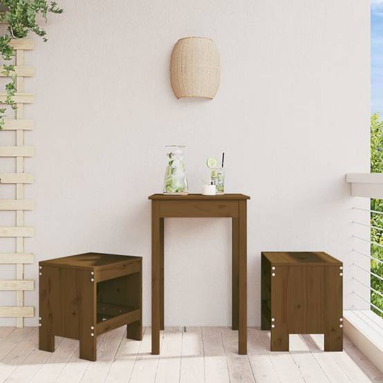 Repose-pieds de Jardin Lot de 2 en Bois de Pin Massif Style Rustique Marron Miel – ComfortXL Outdoor Living - Image 1