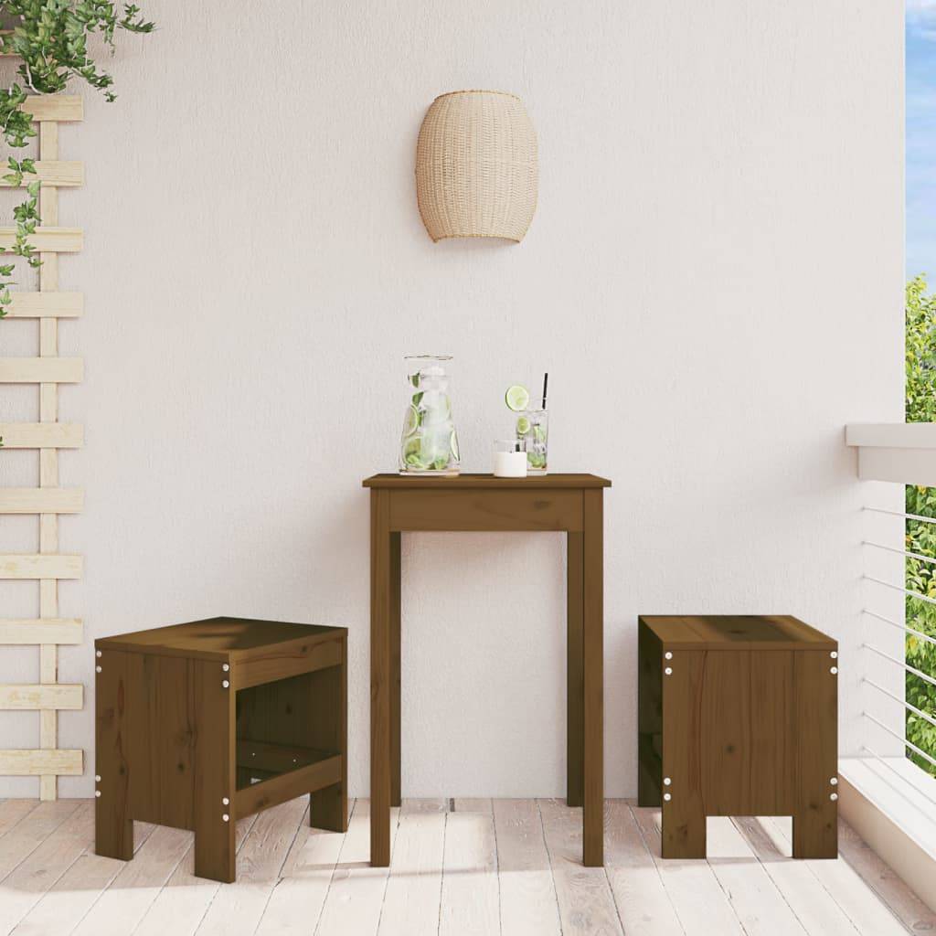 Repose-pieds de Jardin Lot de 2 en Bois de Pin Massif Style Rustique Marron Miel – ComfortXL Outdoor Living - Image 1