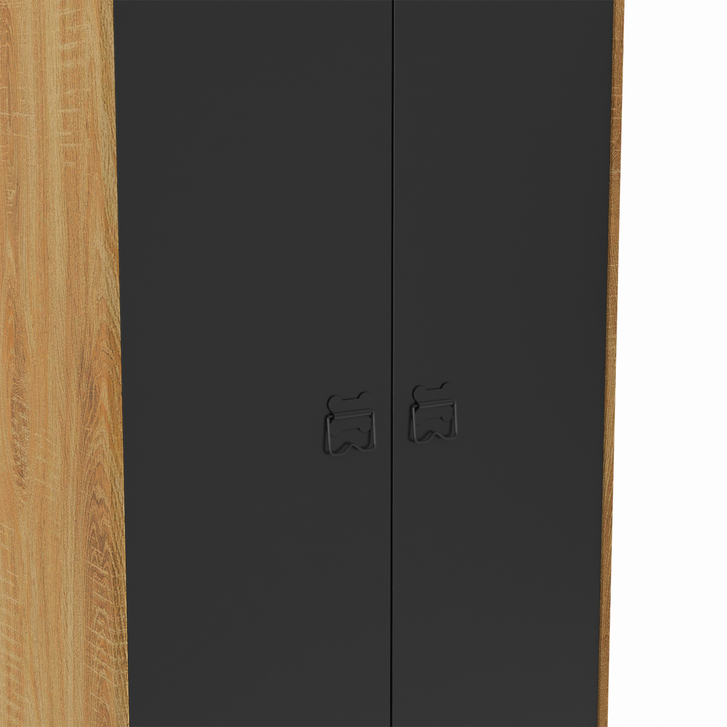 Armoire vestiaire penderie ESTER 2 portes métal noir et contour bois design industriel - Image 6
