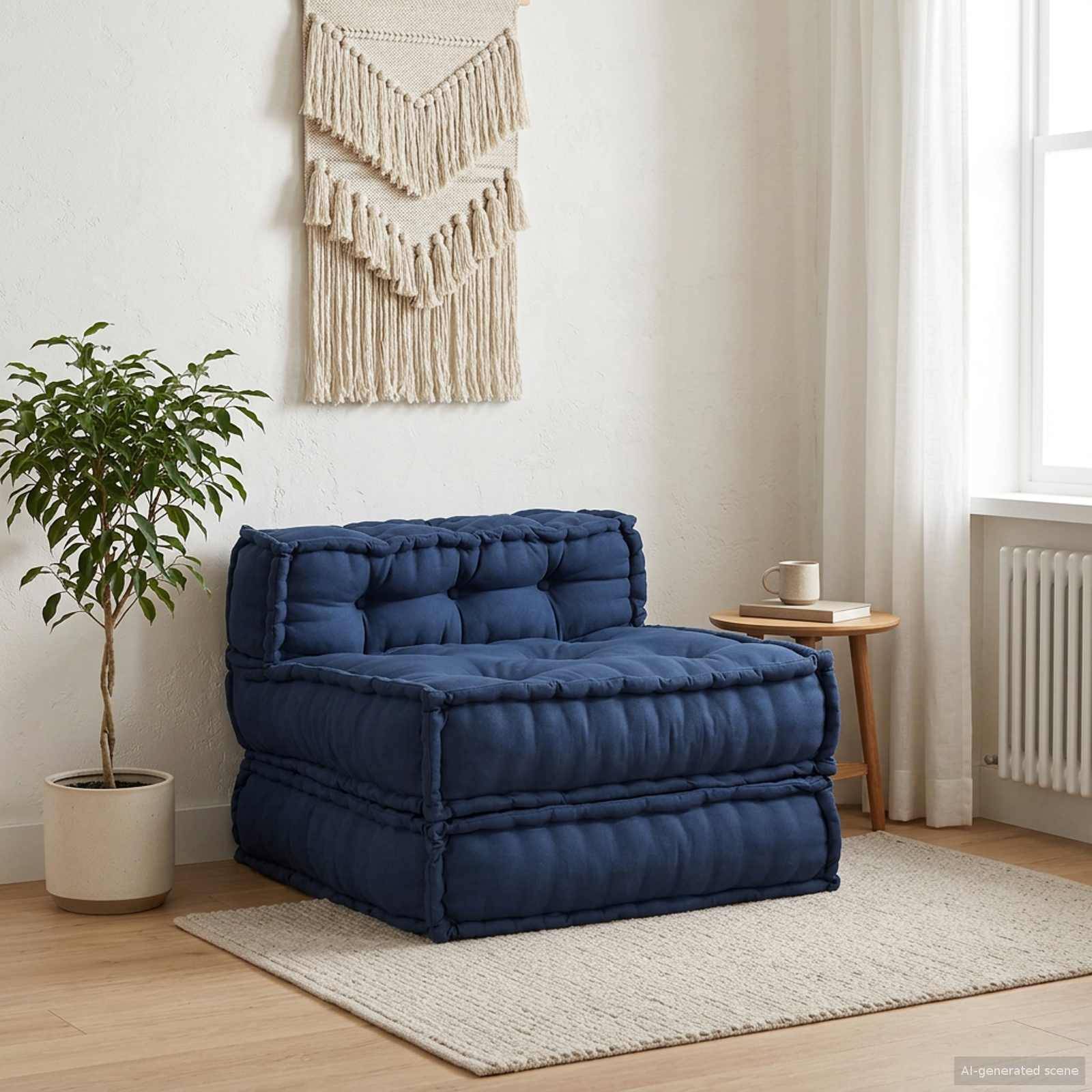 Canapé modulaire tissu indigo 70 x 70 x 56 cm, poids:12.35kg - PANGIVO - Image 1