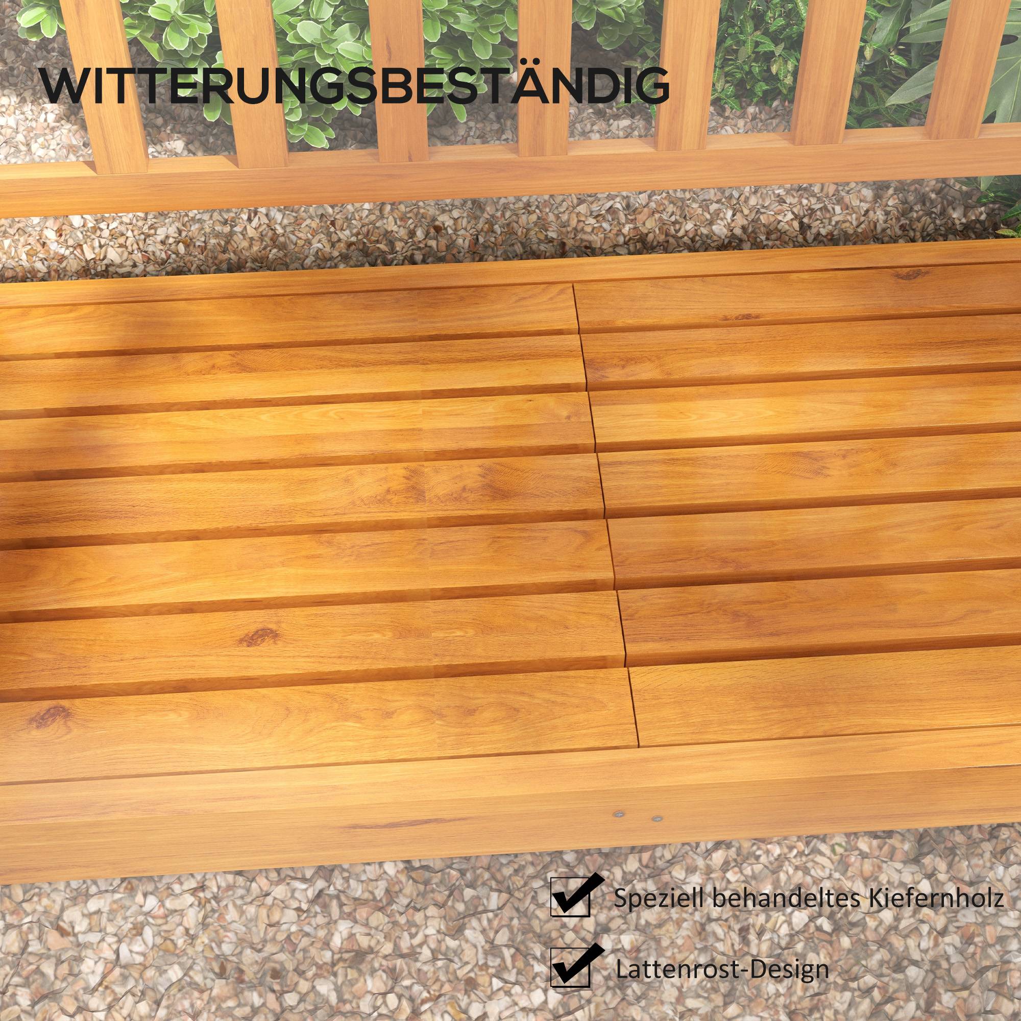 Banc de jardin, banc en bois, banc d'extérieur, table pliante, résistant aux intempéries, bois massif, 153 cm x 56 cm x 91 cm, marron clair - Image 7