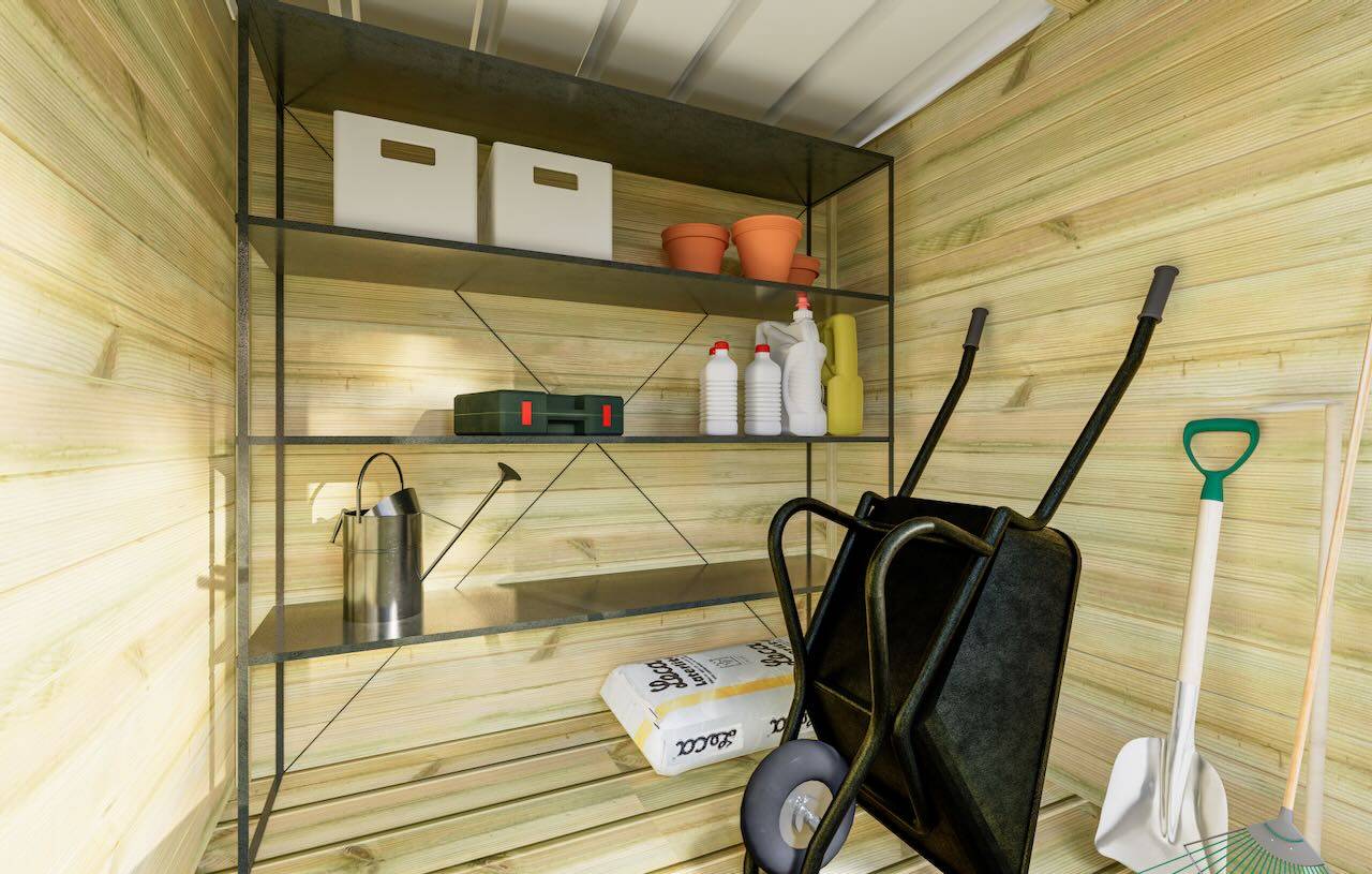 Abri Français - ABRI DE JARDIN bois autoclave 27mm - 5,64x2,14m / 12m2 - Bac acier - Plancher bois - Image 3
