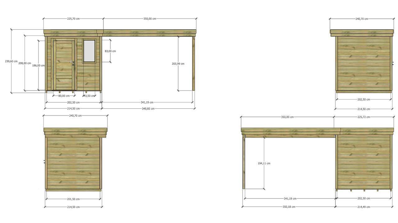 Abri Français - ABRI DE JARDIN bois autoclave 27mm - 5,64x2,14m / 12m2 - Bac acier - Plancher bois - Image 4