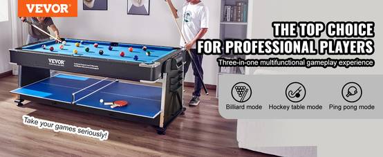 Vevor - VEVOR Table jeu pivotante 3-en-1, air hockey, billard, ping-pong. 223,5 cm. - Image 9