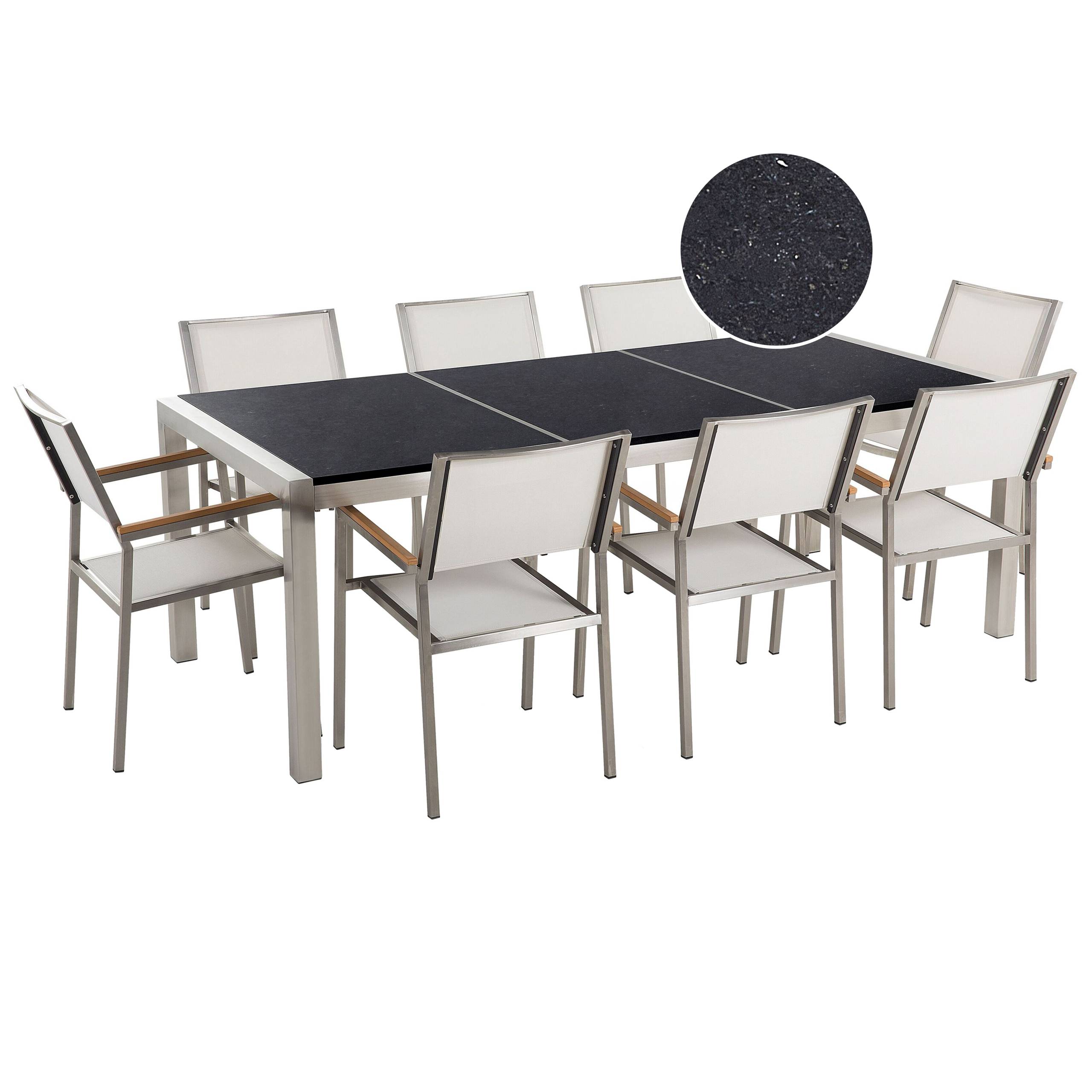 Beliani - Set de salle à manger, 8 Personnes Granit Noir/blanc GROSSETO - Beliani - Image 2