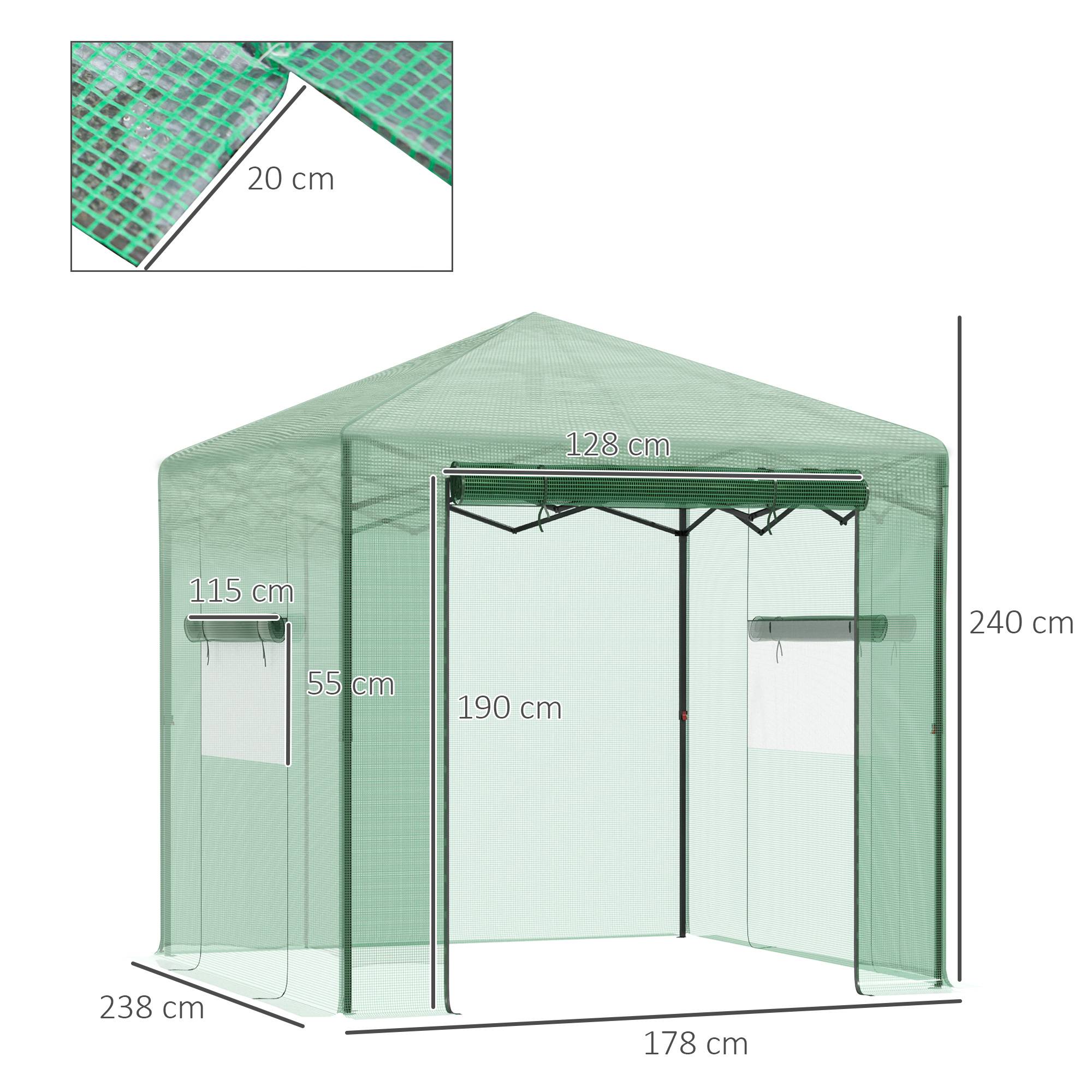 ComfortXL - Serre de jardin acier PE pour tomates protection plantes porte enroulable 238x178x240cm vert - ComfortXL Outdoor Living - Image 5