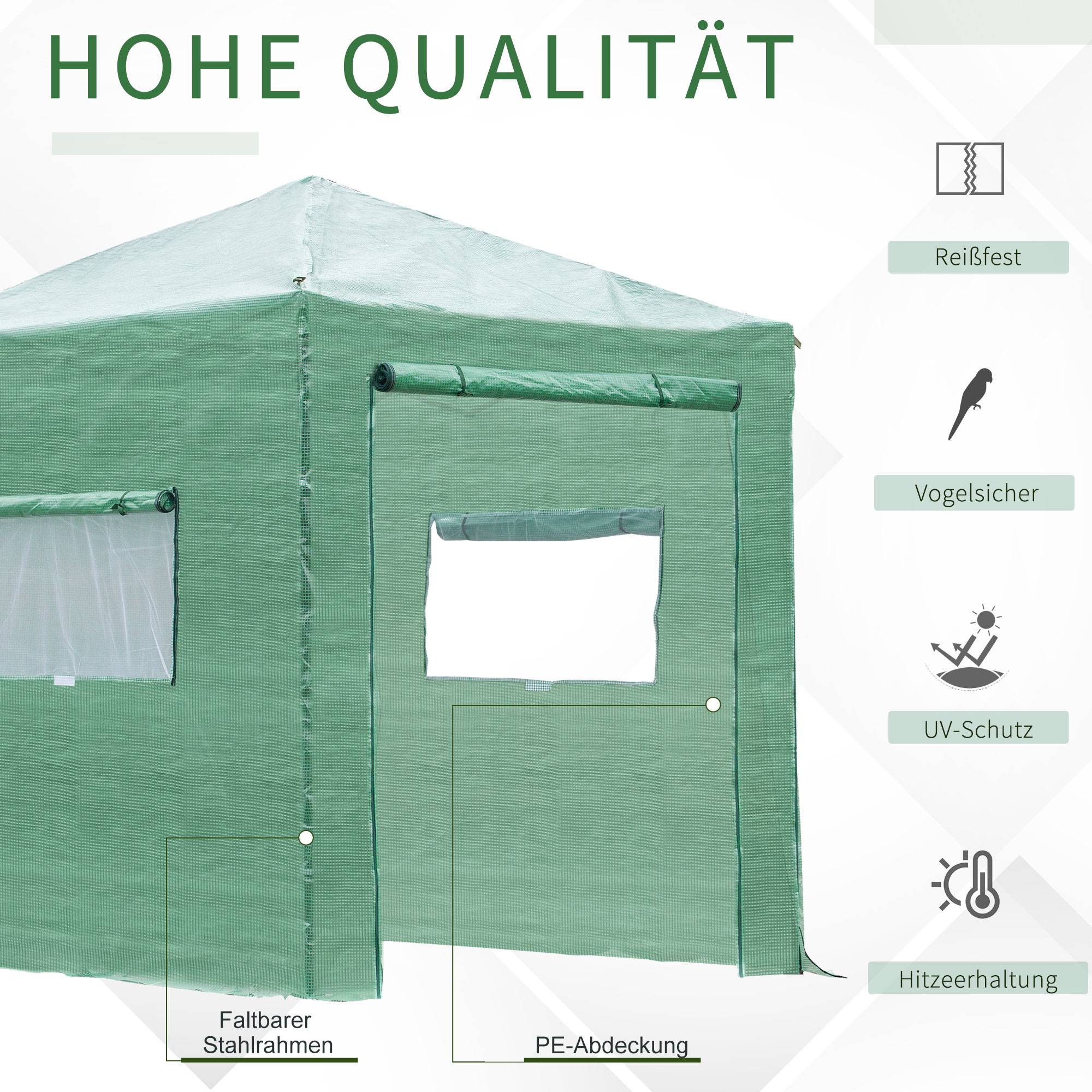 ComfortXL - Serre de jardin acier PE pour tomates protection plantes porte enroulable 238x178x240cm vert - ComfortXL Outdoor Living - Image 6