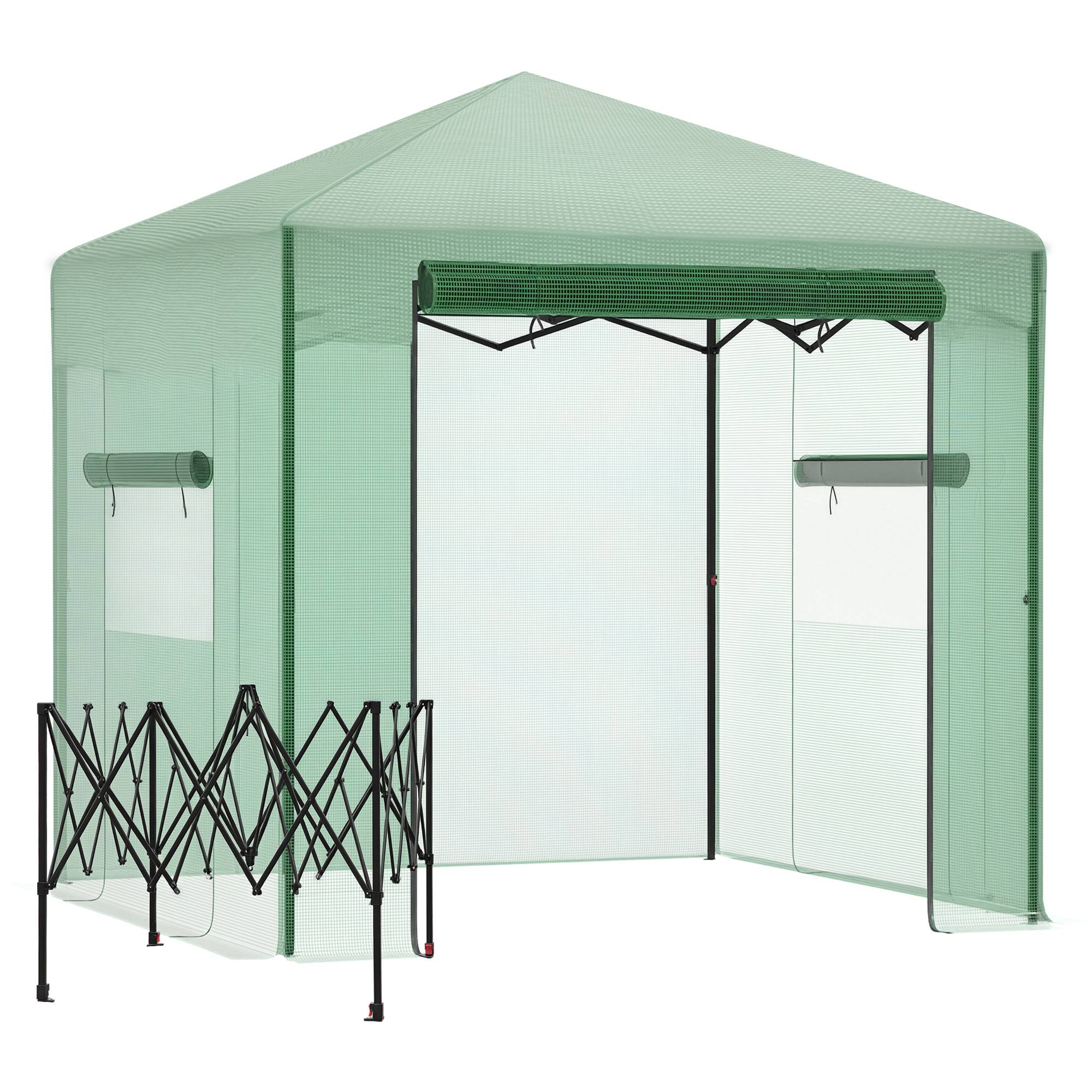 ComfortXL - Serre de jardin acier PE pour tomates protection plantes porte enroulable 238x178x240cm vert - ComfortXL Outdoor Living - Image 1
