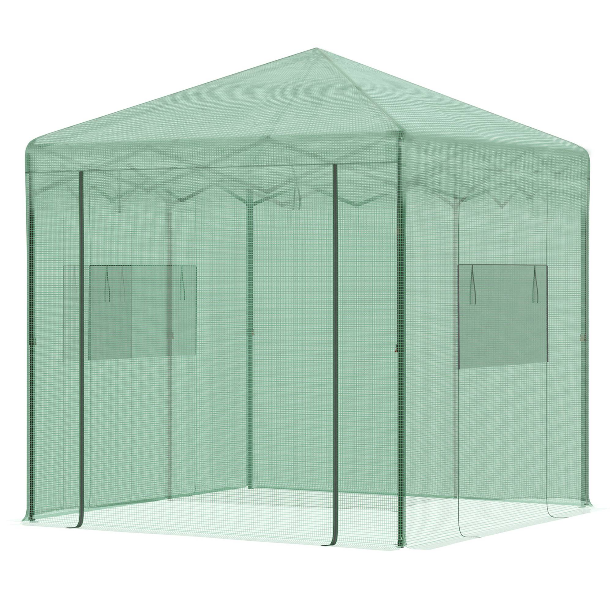 ComfortXL - Serre de jardin acier PE pour tomates protection plantes porte enroulable 238x178x240cm vert - ComfortXL Outdoor Living - Image 2