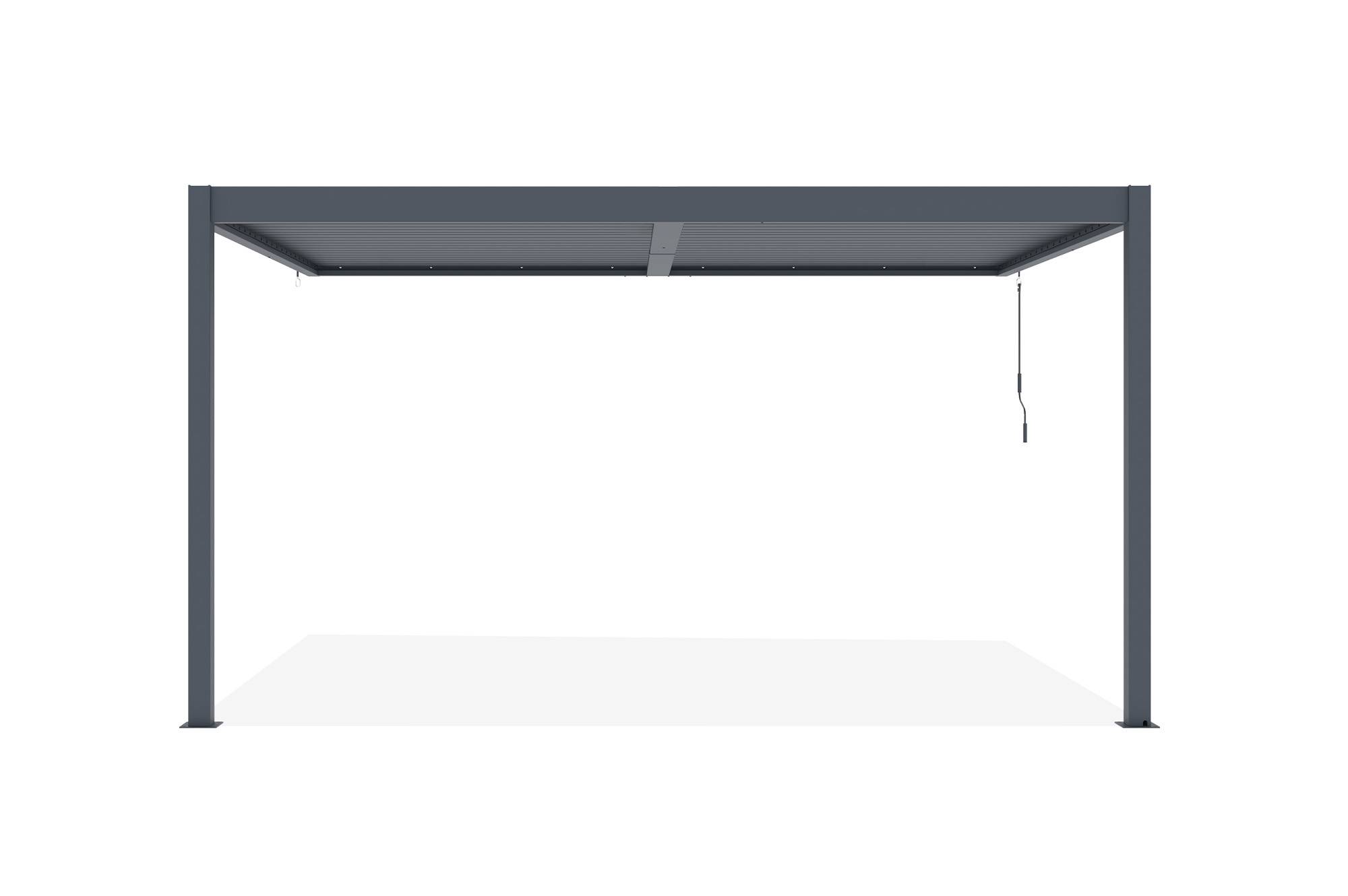 Pergola bioclimatique adossée 4x3 m PIANA aluminium gris avec 3 persiennes brise-vue - Image 5