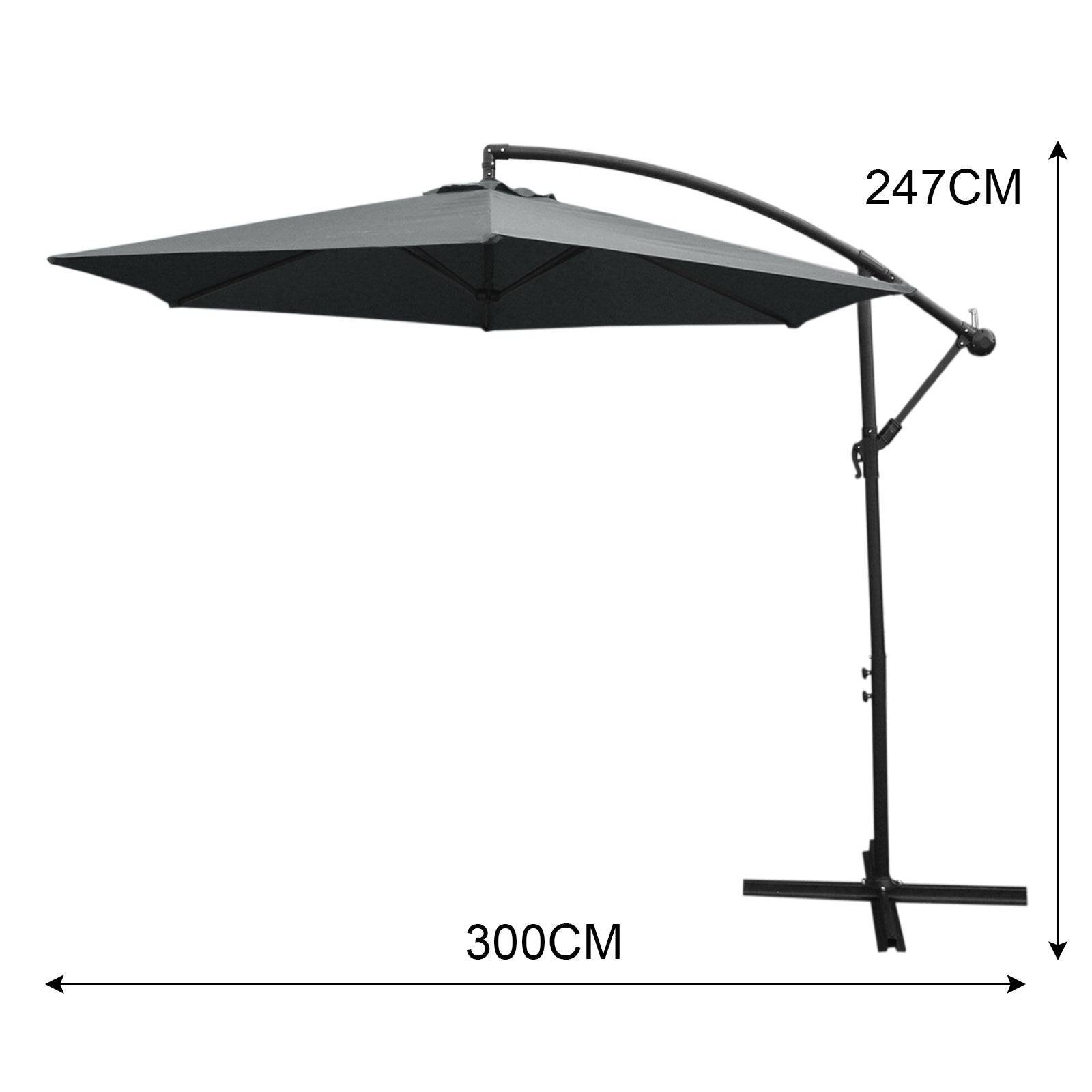 Monstershop - Parasol Cantilever Gris & Base Carrée 3m x 3m x 2.5m - Image 5