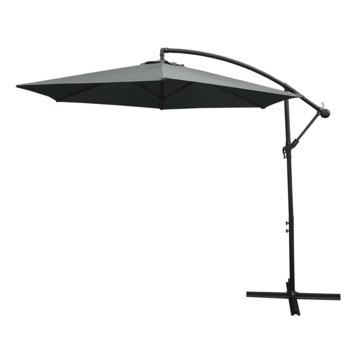 Monstershop - Parasol Cantilever Gris & Base Carrée 3m x 3m x 2.5m - Image 1