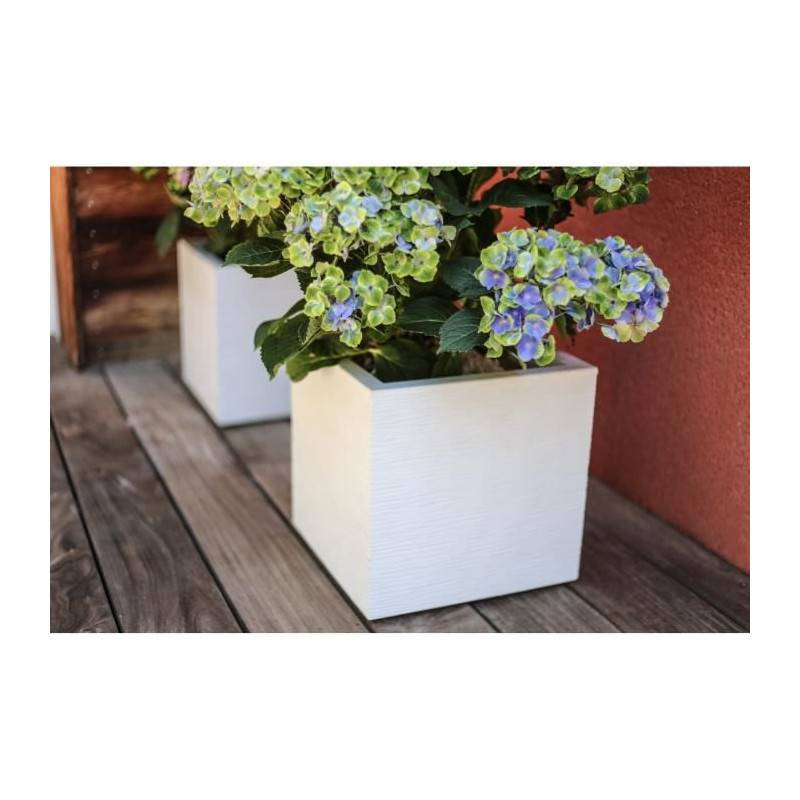 EDA Plastiques - Eda Plastique Bac A Fleurs Carre Graphit Up - 21 L - 29,5 X 29,5 X 29,5 Cm - Blanc Cerusie - Image 5