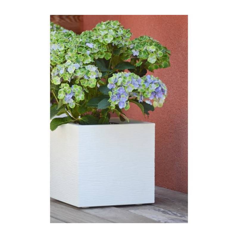 EDA Plastiques - Eda Plastique Bac A Fleurs Carre Graphit Up - 21 L - 29,5 X 29,5 X 29,5 Cm - Blanc Cerusie - Image 6