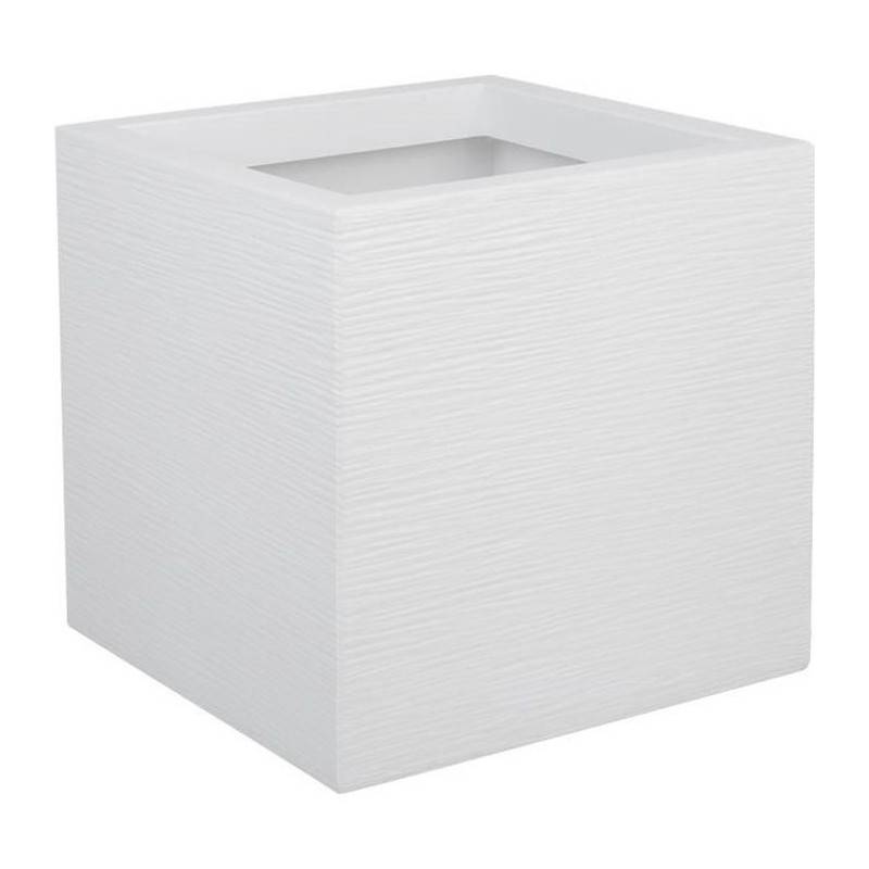 EDA Plastiques - Eda Plastique Bac A Fleurs Carre Graphit Up - 21 L - 29,5 X 29,5 X 29,5 Cm - Blanc Cerusie - Image 1